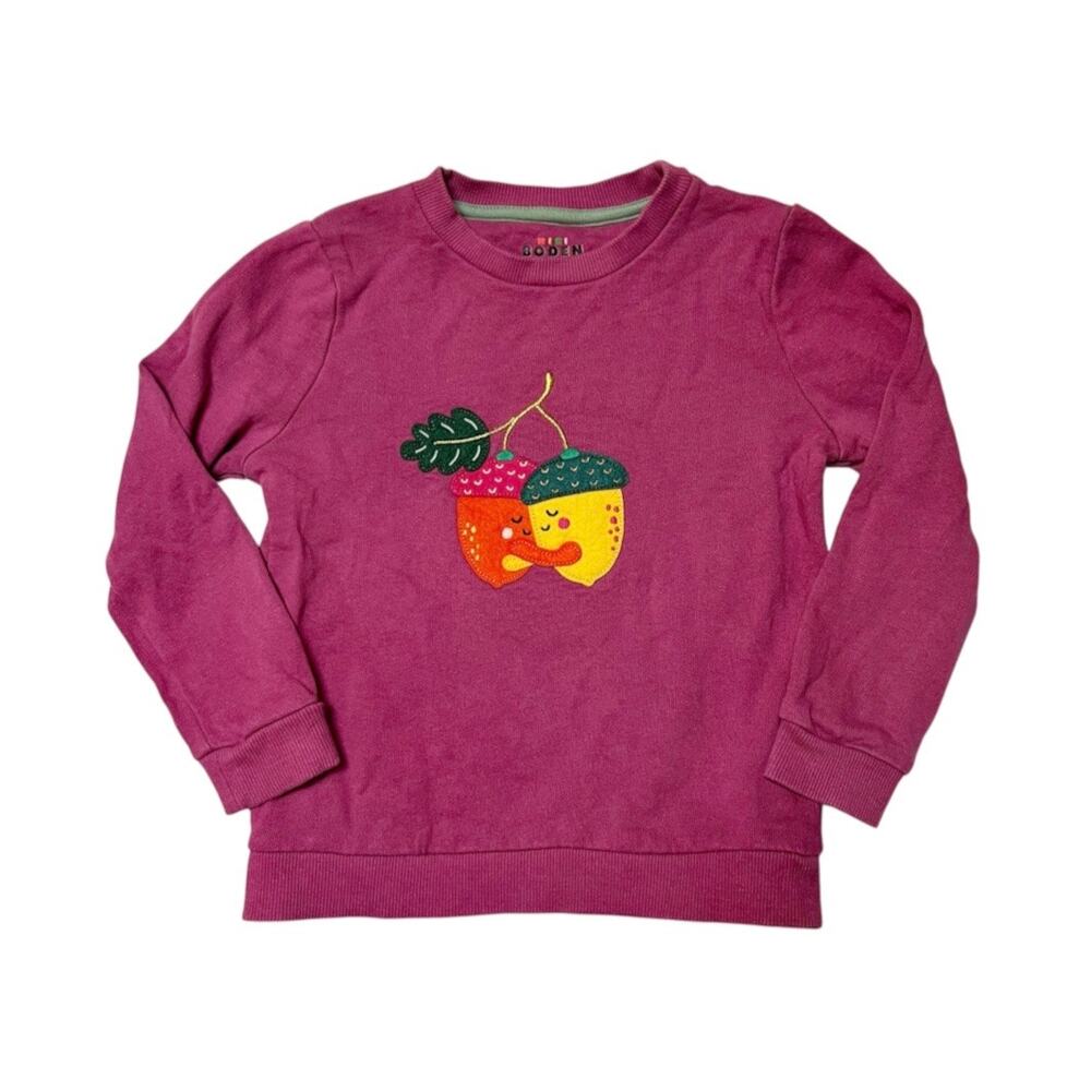 Mini Boden Acorn Appliqué Sweatshirt Size 3/4